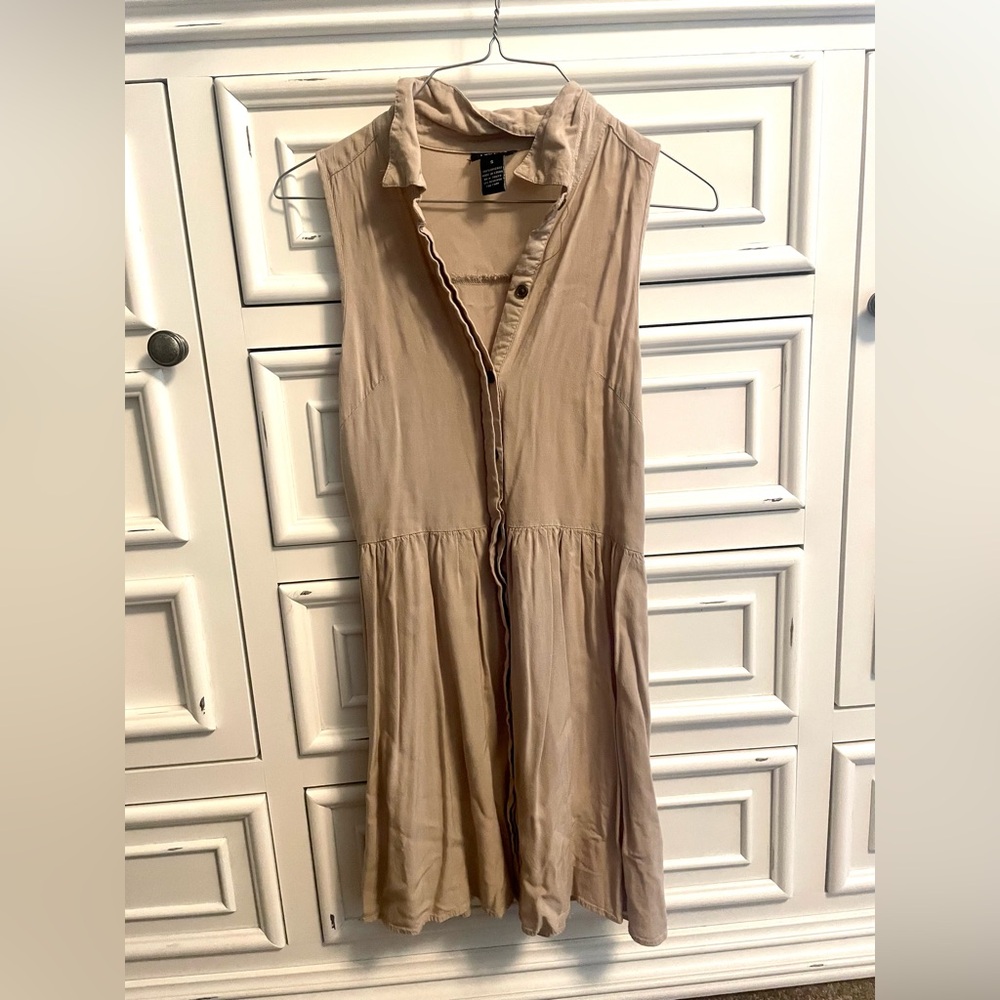 **Buy 4 Get 1 Free. $5 items only!  Tan Button Up Dress/Cover Up